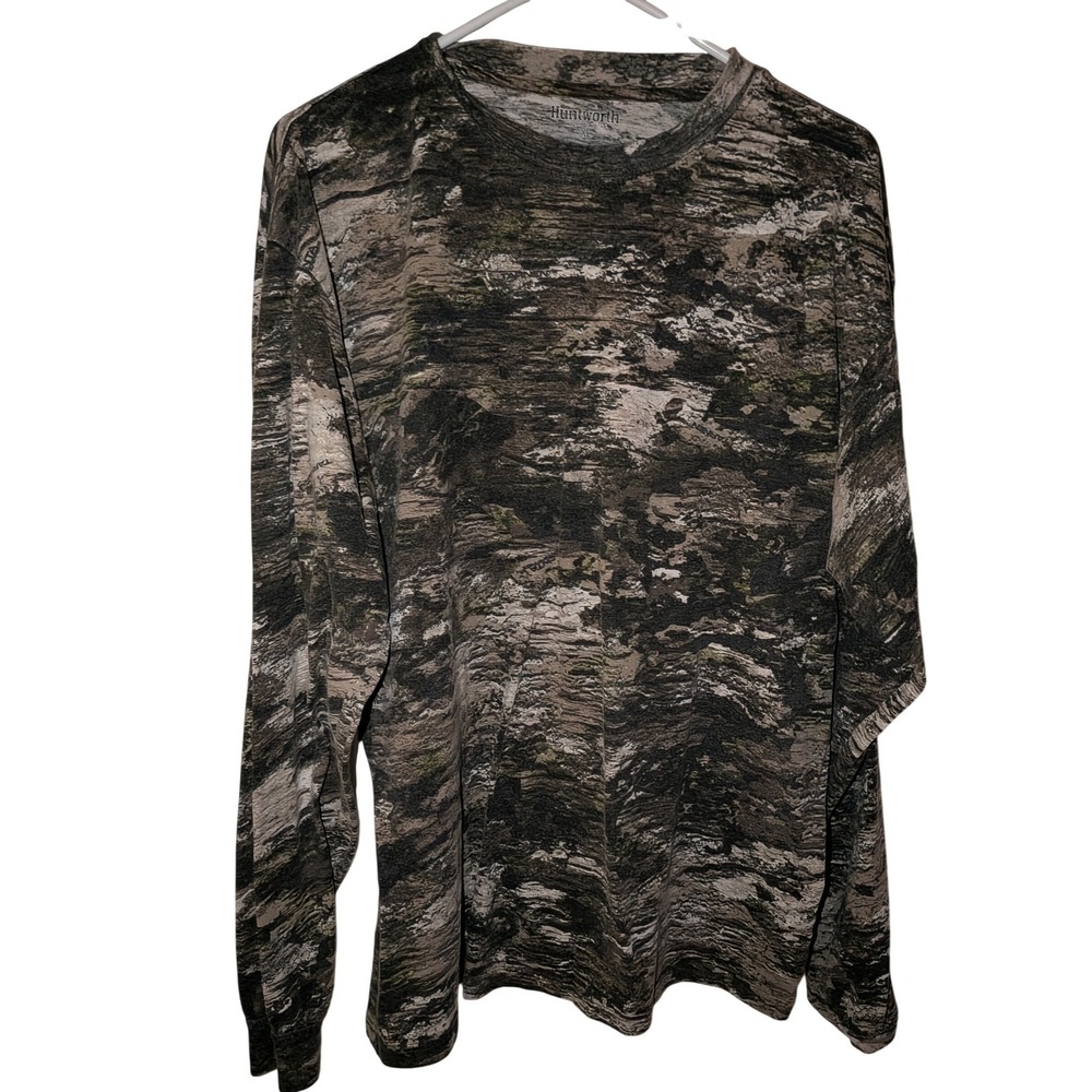 Huntworth Mens Tarnen Camo Long Sleeve Performance Shirt XL Hunting Tactical Tee